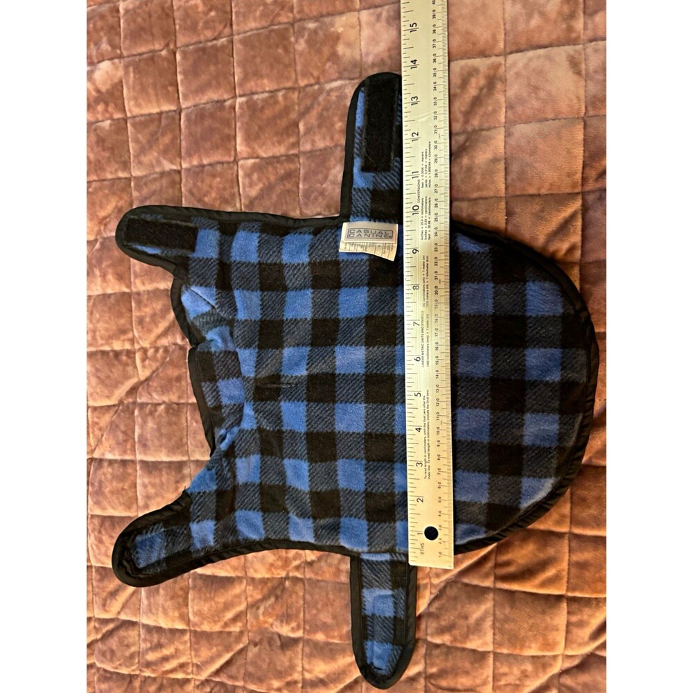 Casual Canine Reversible Dog Coat XS Black Blue Buffalo Plaid Fleece